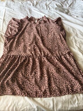 Tiered A-Line Skirt in Dusty Pink Leopard Print